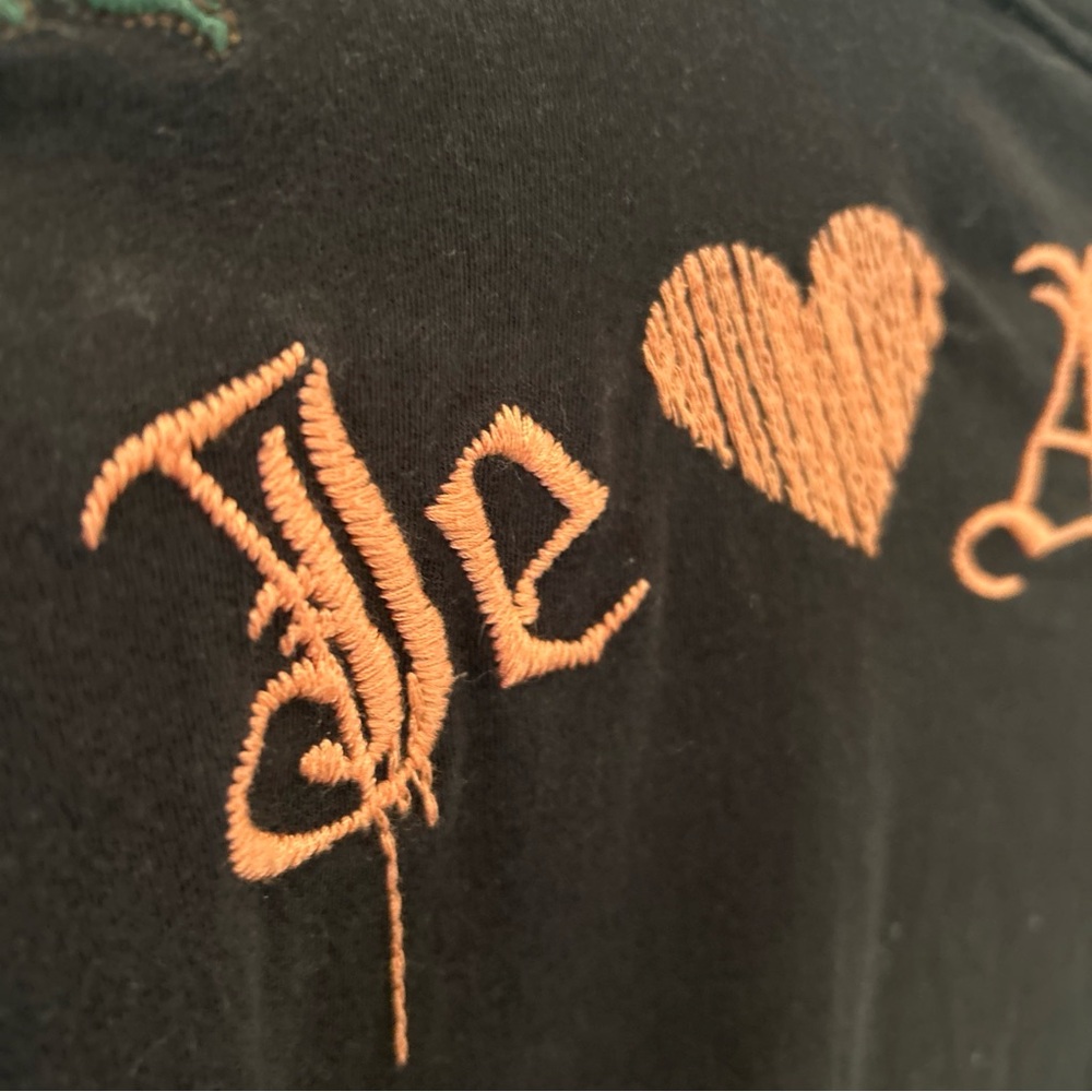 Johnny Was LA Black Long Sleeve Embroidered Shirt Top Floral Logo Amour Heart M - Picture 9 of 14